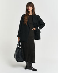 Gerippter Kurzarmpullover mit Kontrasten