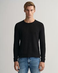 Textured Baumwoll Leinen Rundhalspullover