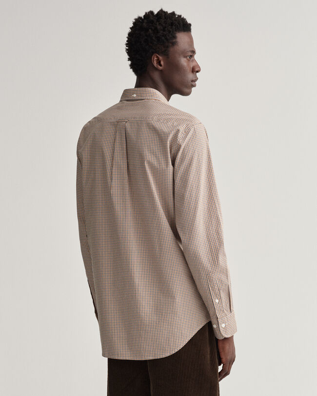 Regular Fit Popeline Hemd mit kleinem Vichy-Karo