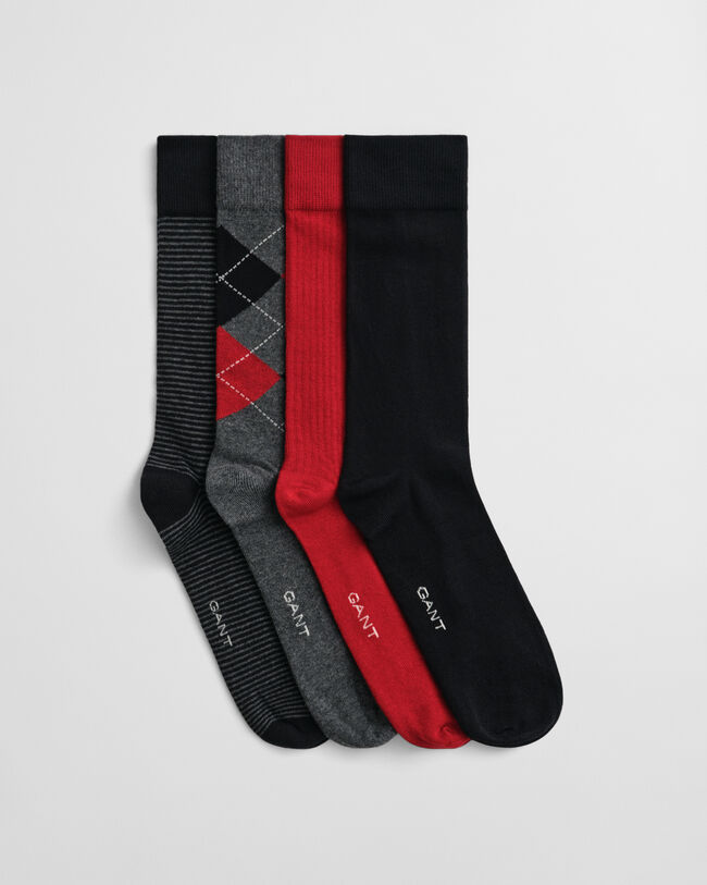 4er-Pack Socken Argyle & Streifen in Geschenkbox