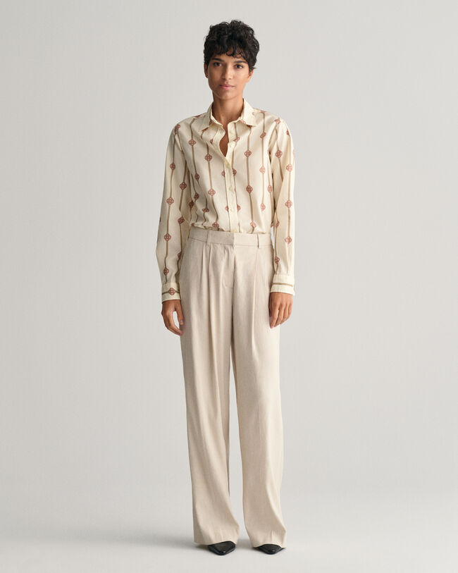 Regular Fit Monogram Baumwoll Voile Bluse mit Streifen