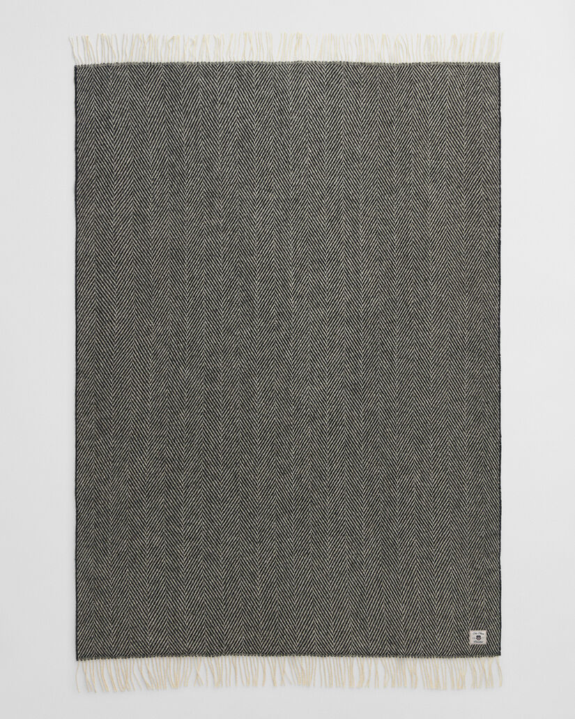 Wolldecke mit Fischgrätmuster