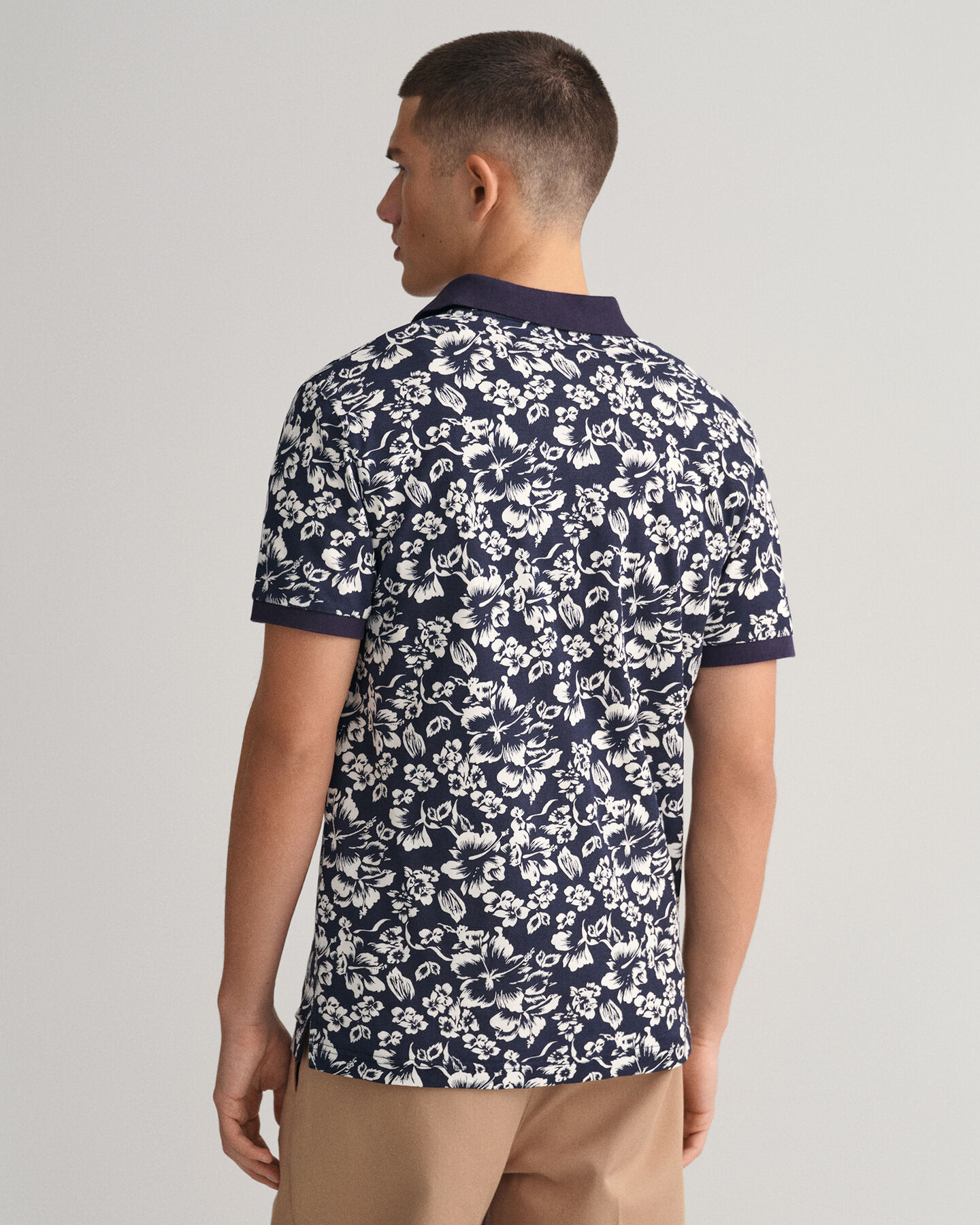 Piqué Poloshirt mit floralem Print