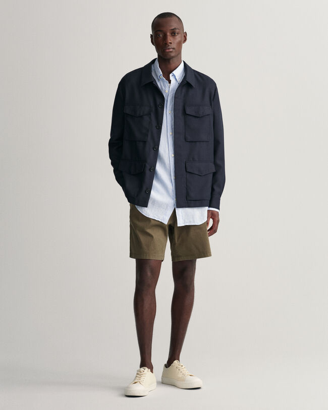 Regular Fit Leinenhemd mit Streifen