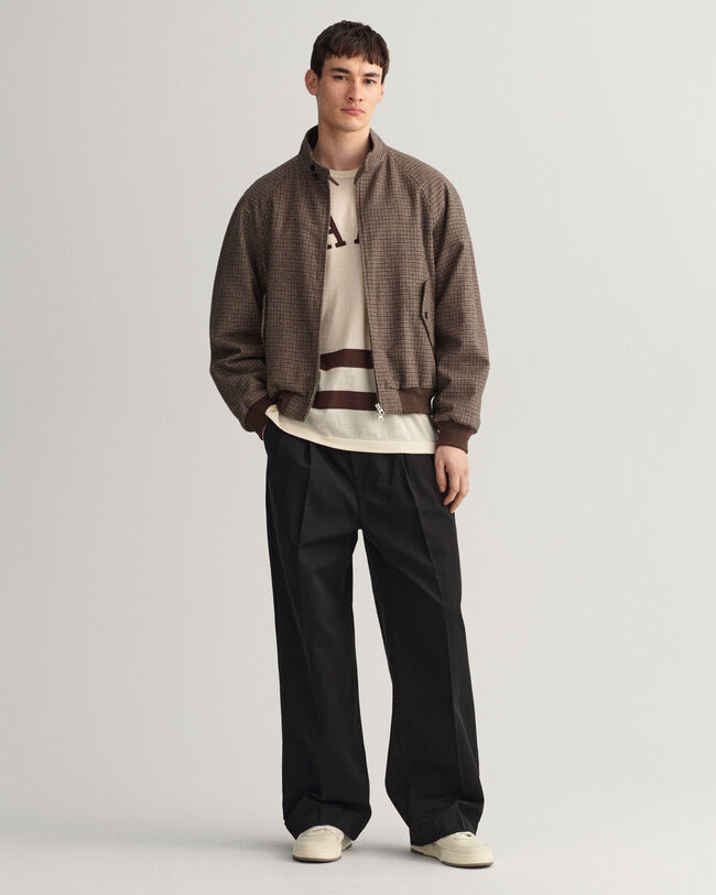 Karierte Harrington Jacke aus Wolle