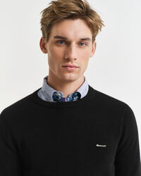 Rundhalspullover aus Baumwoll-Piqué