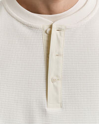 Waffle Textured Henley Langarm-T-Shirt