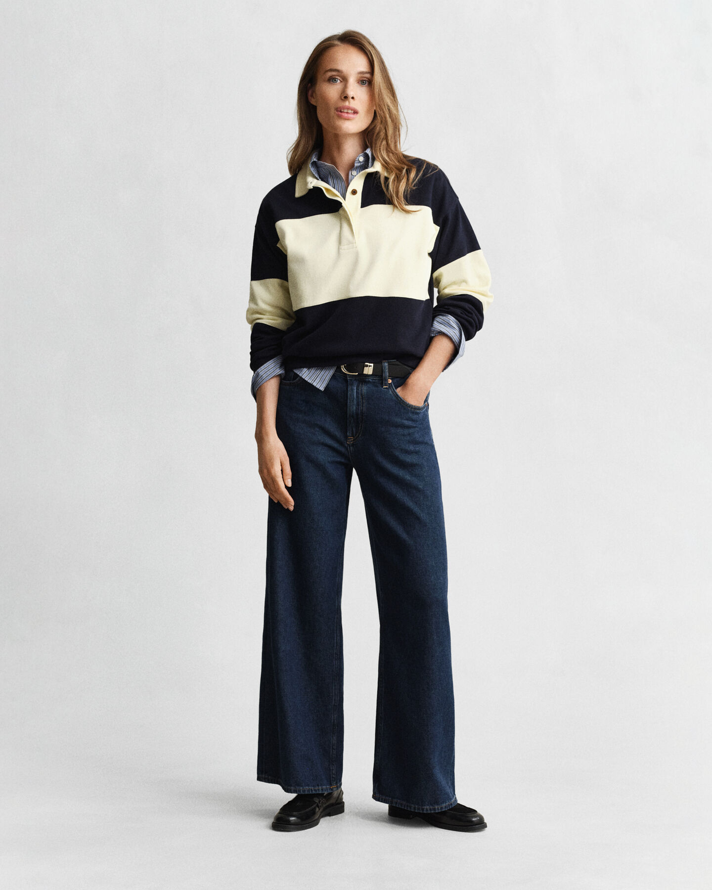 Color Blocked Rugger mit Piquéstruktur