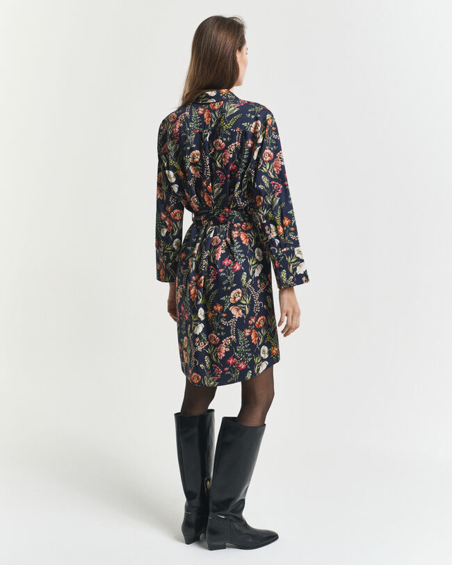 Hemdblusenkleid aus Viskose mit Blumen-Print