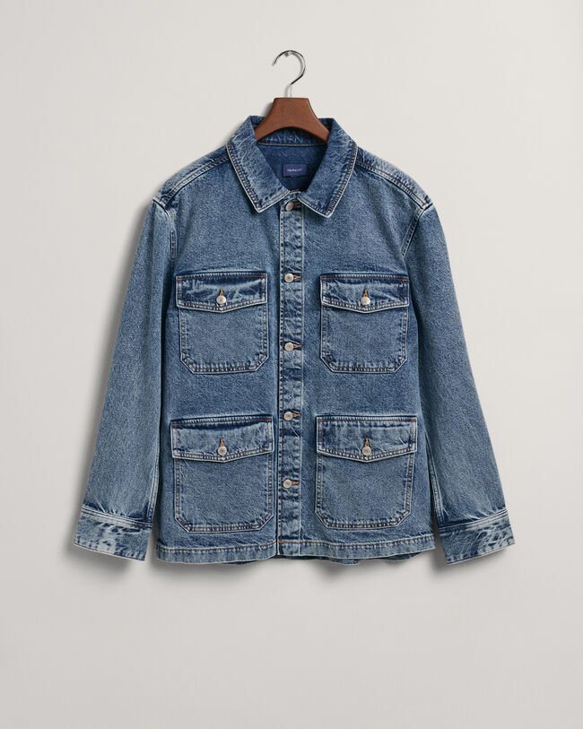 St&uuml;ckgef&auml;rbte Denim Hemdjacke