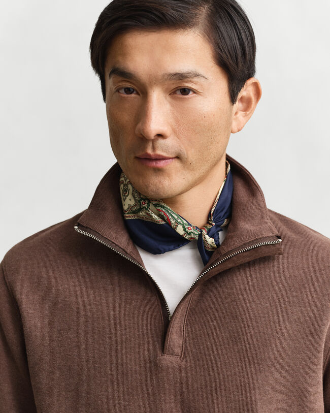 Leichtes Sacker Rib Sweatshirt mit Reißverschlusskragen