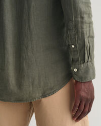 St&uuml;ckgef&auml;rbtes Regular Fit Leinen Hemd