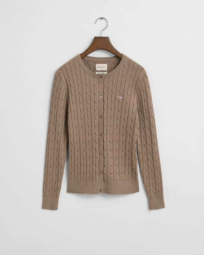 Strickjacke aus Stretch-Baumwolle mit Zopfmuster