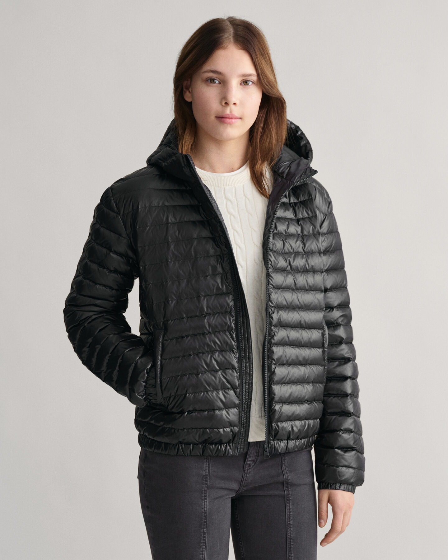 Teens Shiny Leichte Daunensteppjacke