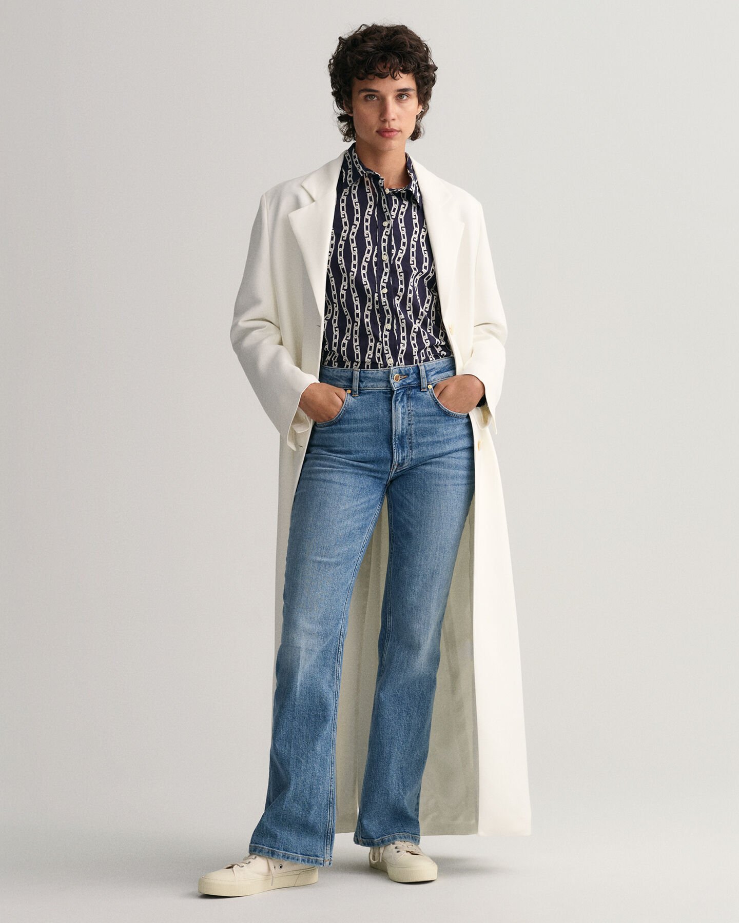 Regular Fit Chain Print Bluse aus Baumwoll-Voile