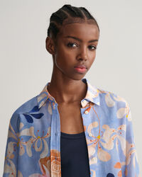 Regular Fit Baumwoll Seiden Bluse mit Blumen-Print