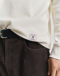 Waffle Textured Henley Langarm-T-Shirt