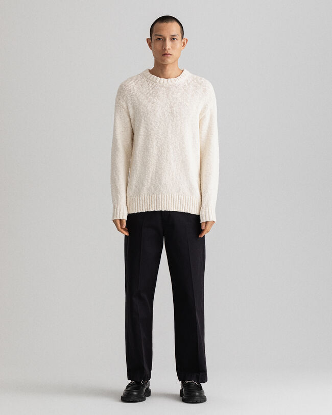 Chinohose aus Baumwolltwill mit weitem Bein