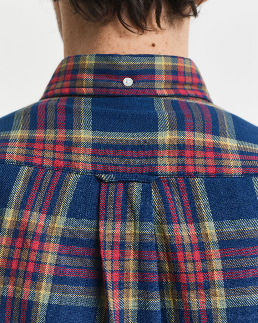 Regular Fit Indigo Twill Hemd mit Karomuster