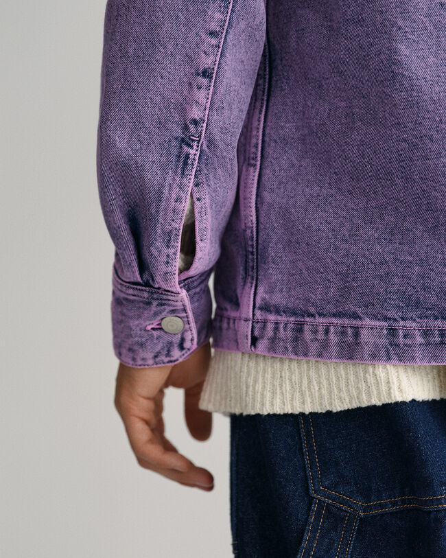 St&uuml;ckgef&auml;rbte Denim Hemdjacke