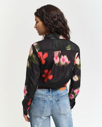 Regular Fit Baumwoll Seiden Bluse mit Blumen-Print