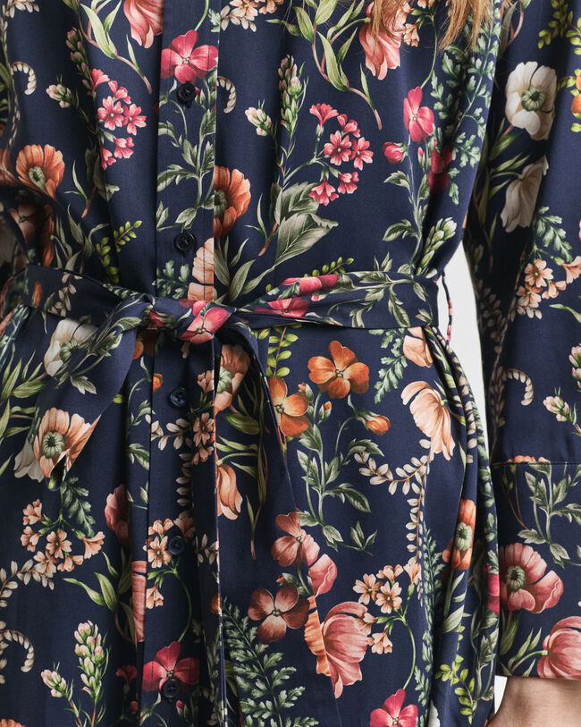 Hemdblusenkleid aus Viskose mit Blumen-Print