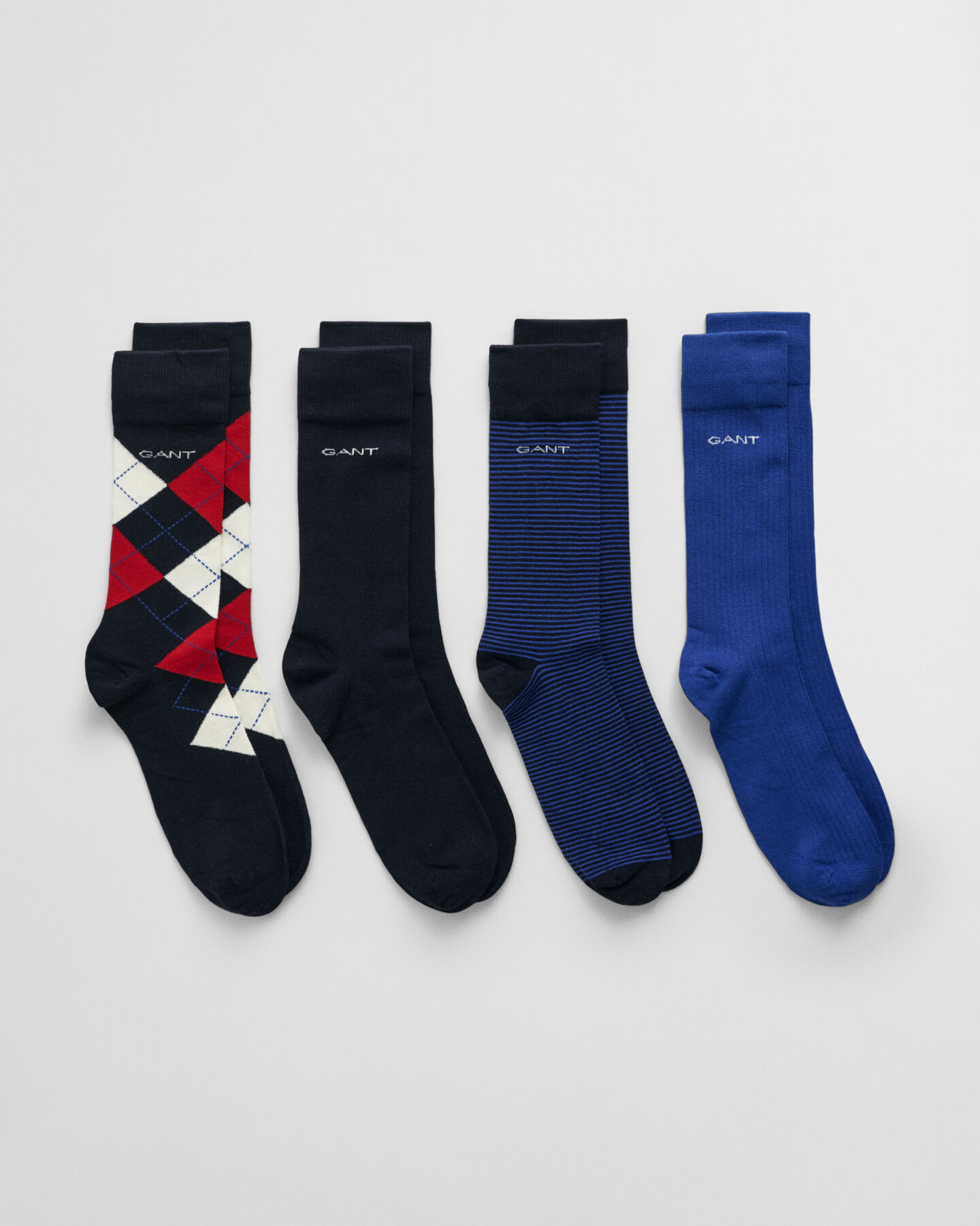 4er-Pack Argyle-Socken in Geschenkbox Gestreift & Einfarbig