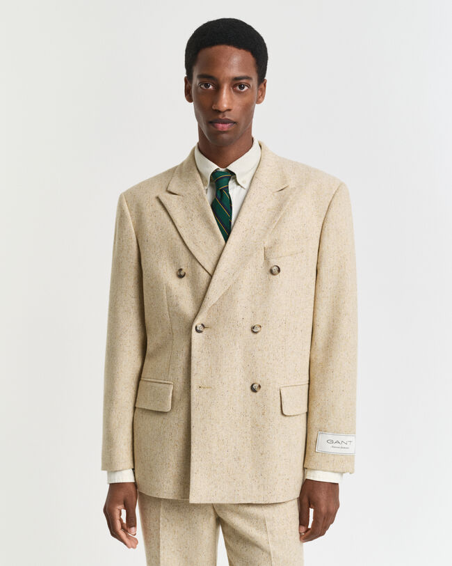 Relaxed Fit Herringbone Anzugsakko mit Noppenstruktur