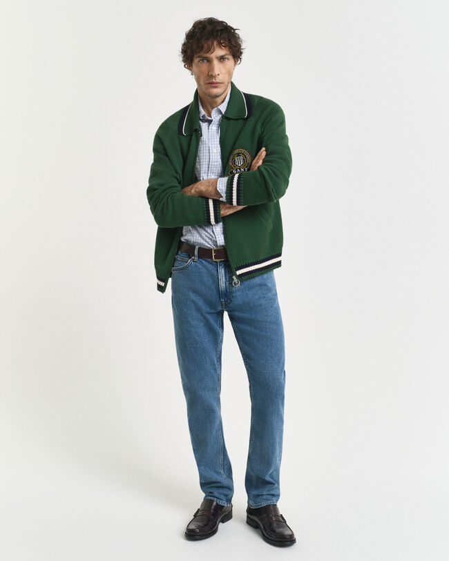 Regular Fit Classic Popeline Hemd mit Mikro-Karomuster