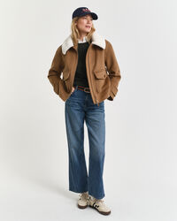 Zopfstrick Rundhalspullover aus Stretch-Baumwolle