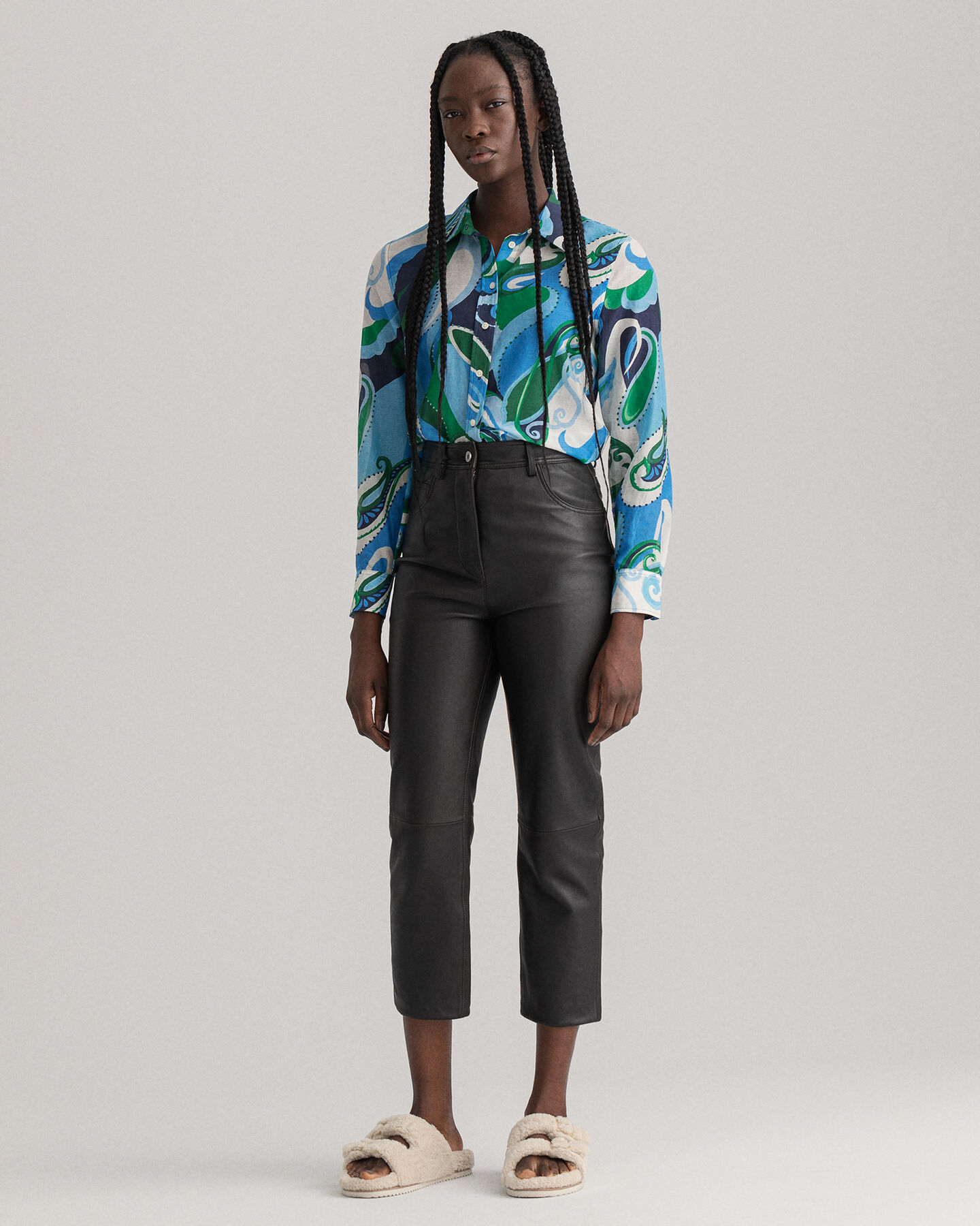 Regular Fit Baumwoll-Seiden-Bluse mit Paisley-Muster