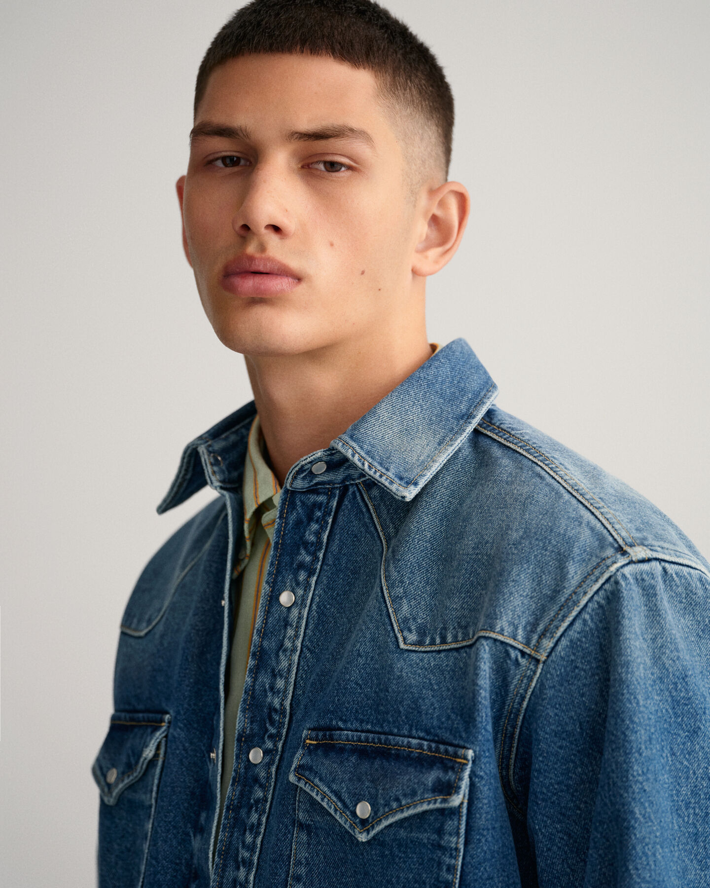 Relaxed Fit Western Jeanshemd