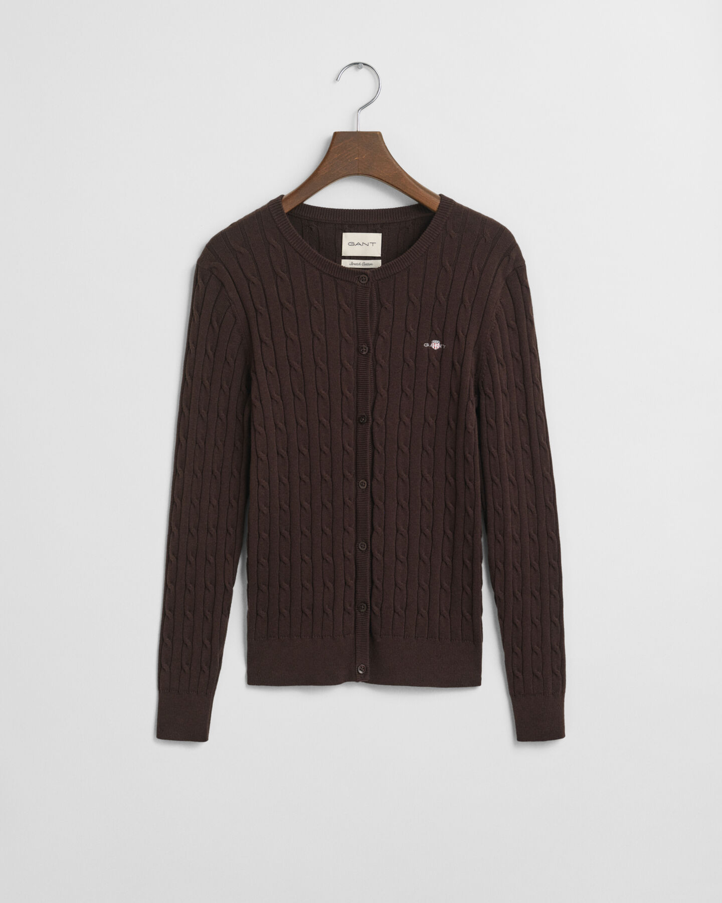 Strickjacke aus Stretch-Baumwolle mit Zopfmuster