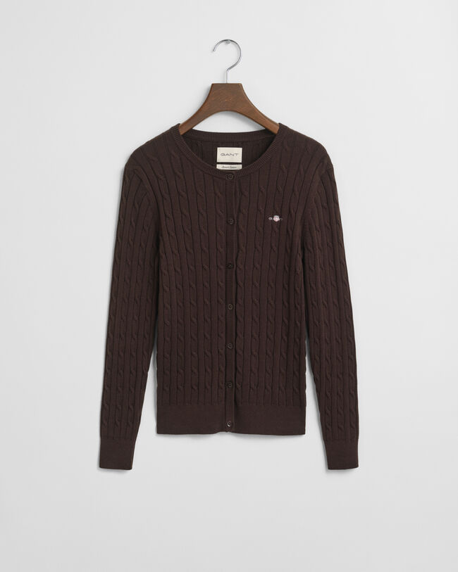 Strickjacke aus Stretch-Baumwolle mit Zopfmuster