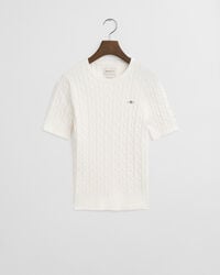 Zopfstrick-Pullover aus Stretch-Baumwolle