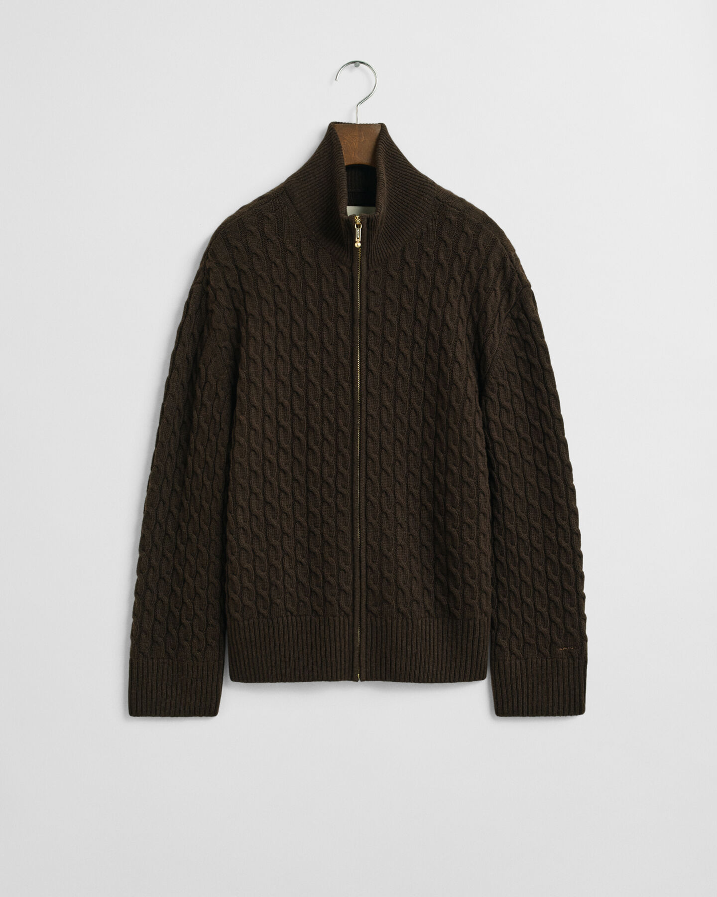 Zopfmuster Strickjacke mit Reißverschluss