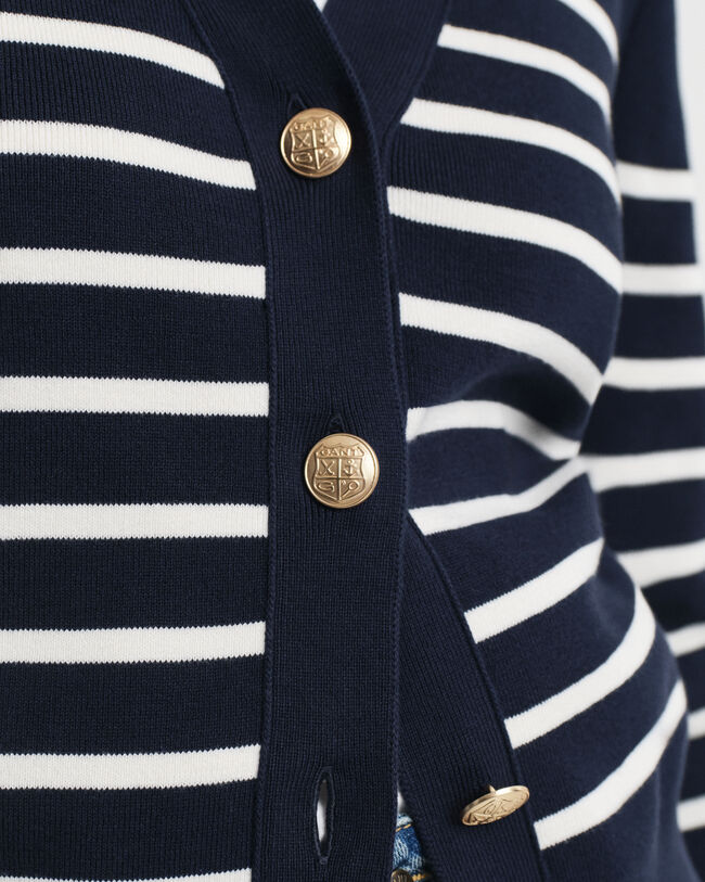 Baumwoll-Strickjacke mit Streifen