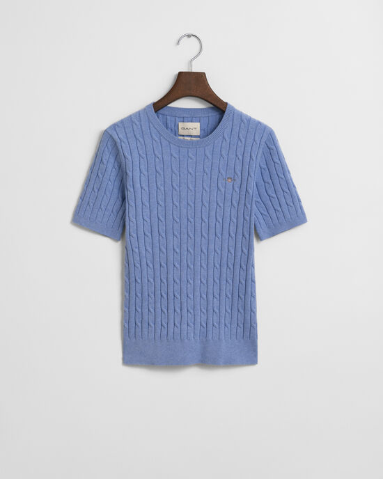 Zopfstrick-Pullover aus Stretch-Baumwolle