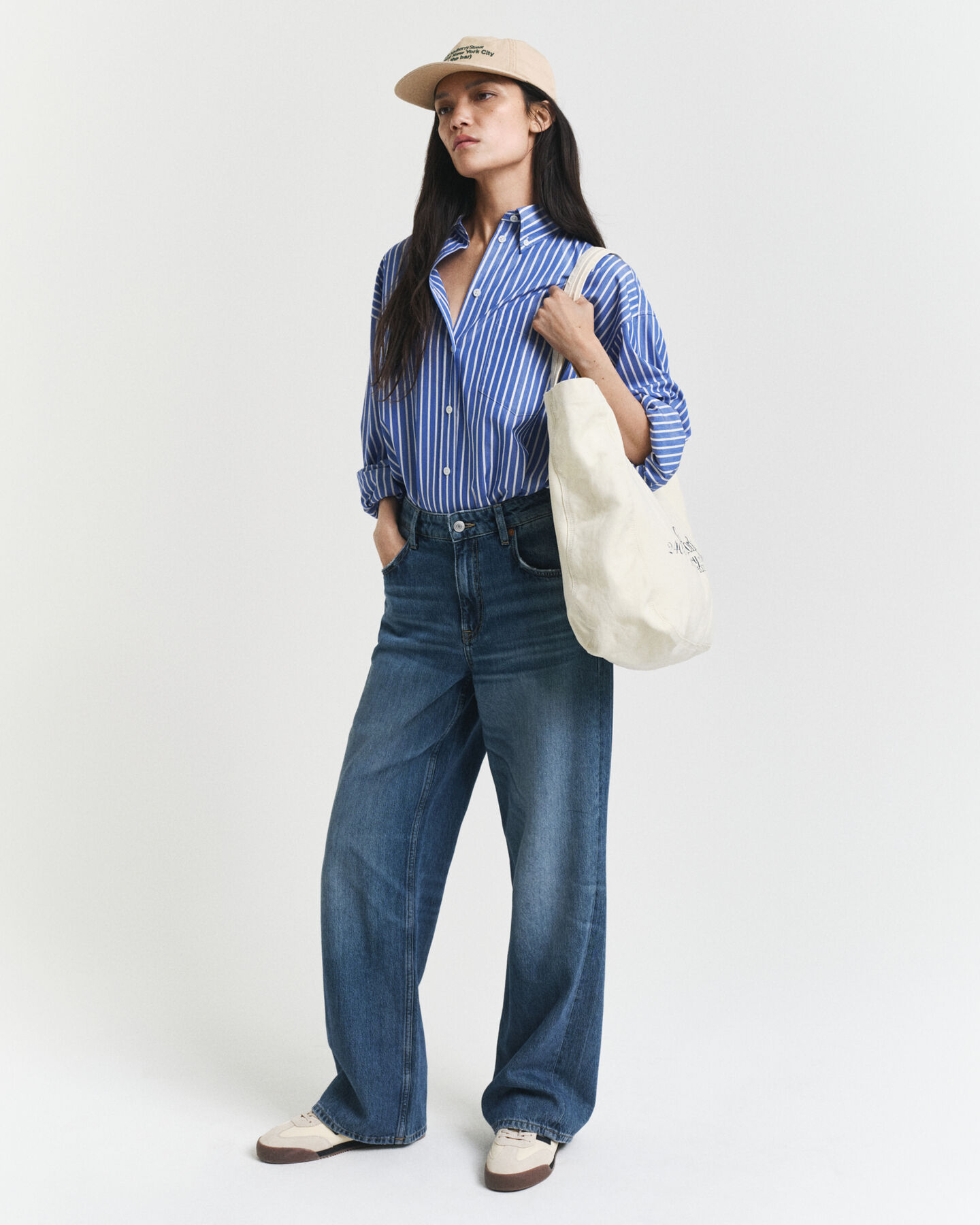 Oversized Popeline Bluse mit Streifen