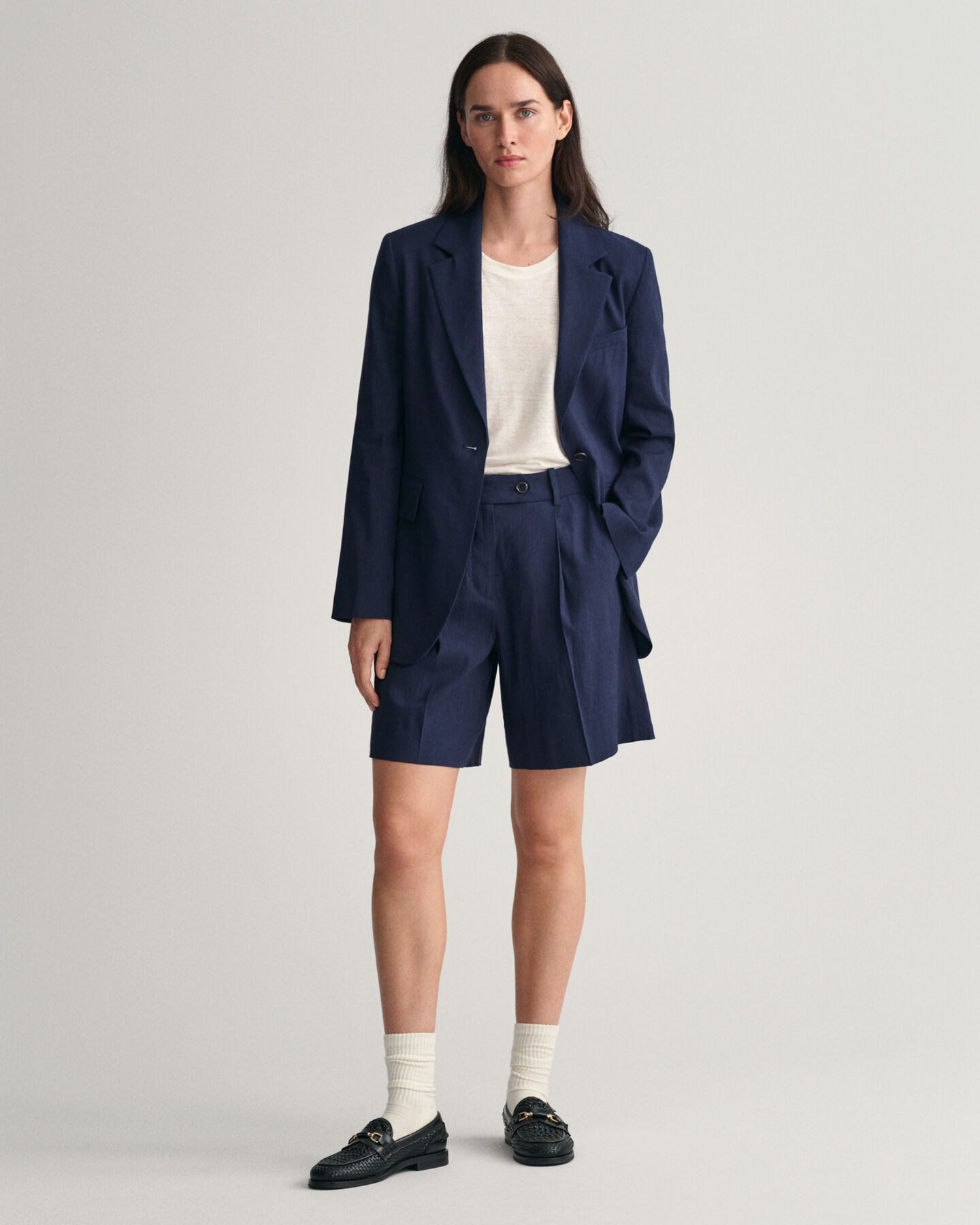 Stretch Leinen Shorts