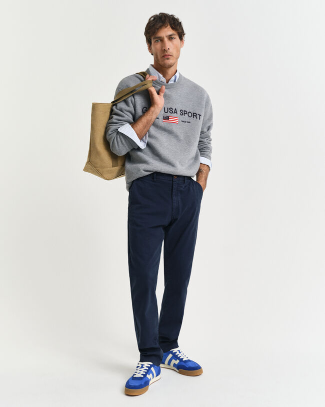 Slim Fit Dobby Chinohose mit Struktur