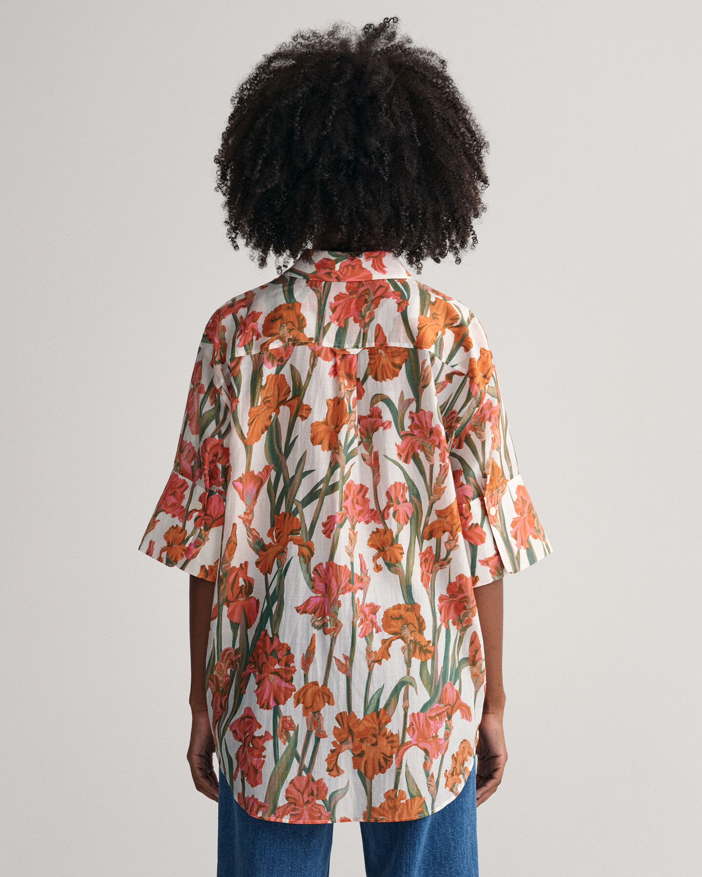 Iris Baumwoll Seiden Kurzarmbluse mit Print