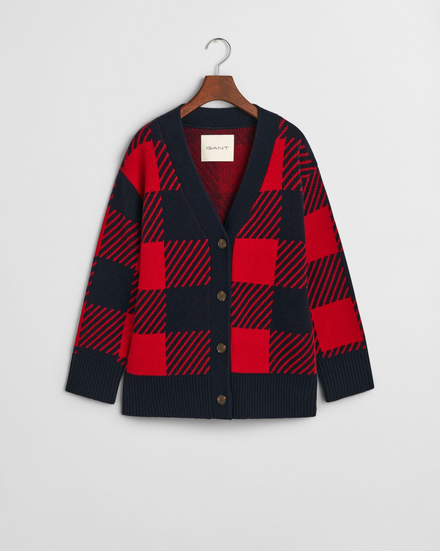 Buffalo Checked V-Neck Strickjacke