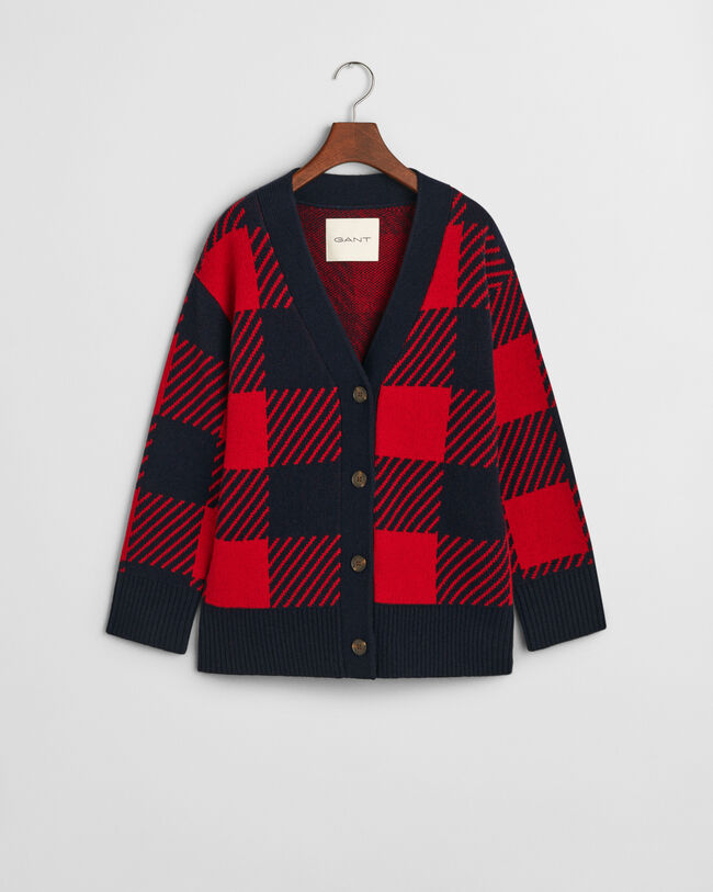 Buffalo Checked V-Neck Strickjacke