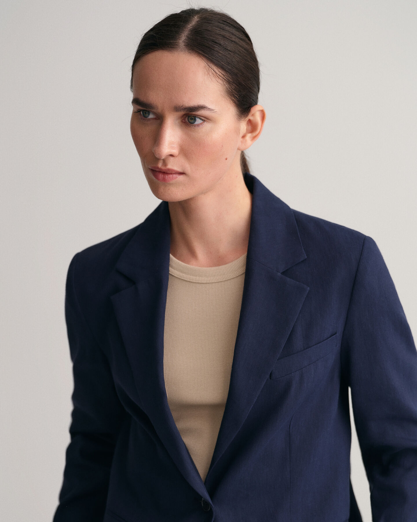 Regular Fit Stretch Leinen Blazer