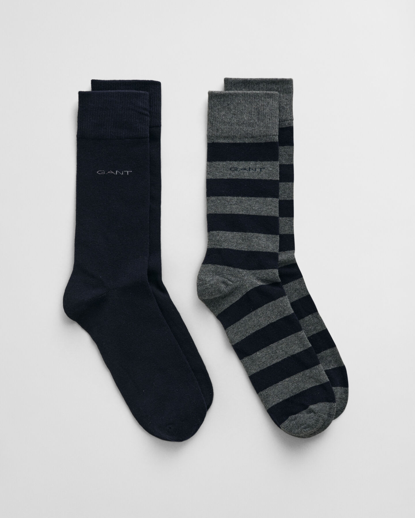 2er-Pack Socken Blockstreifen & Einfarbig