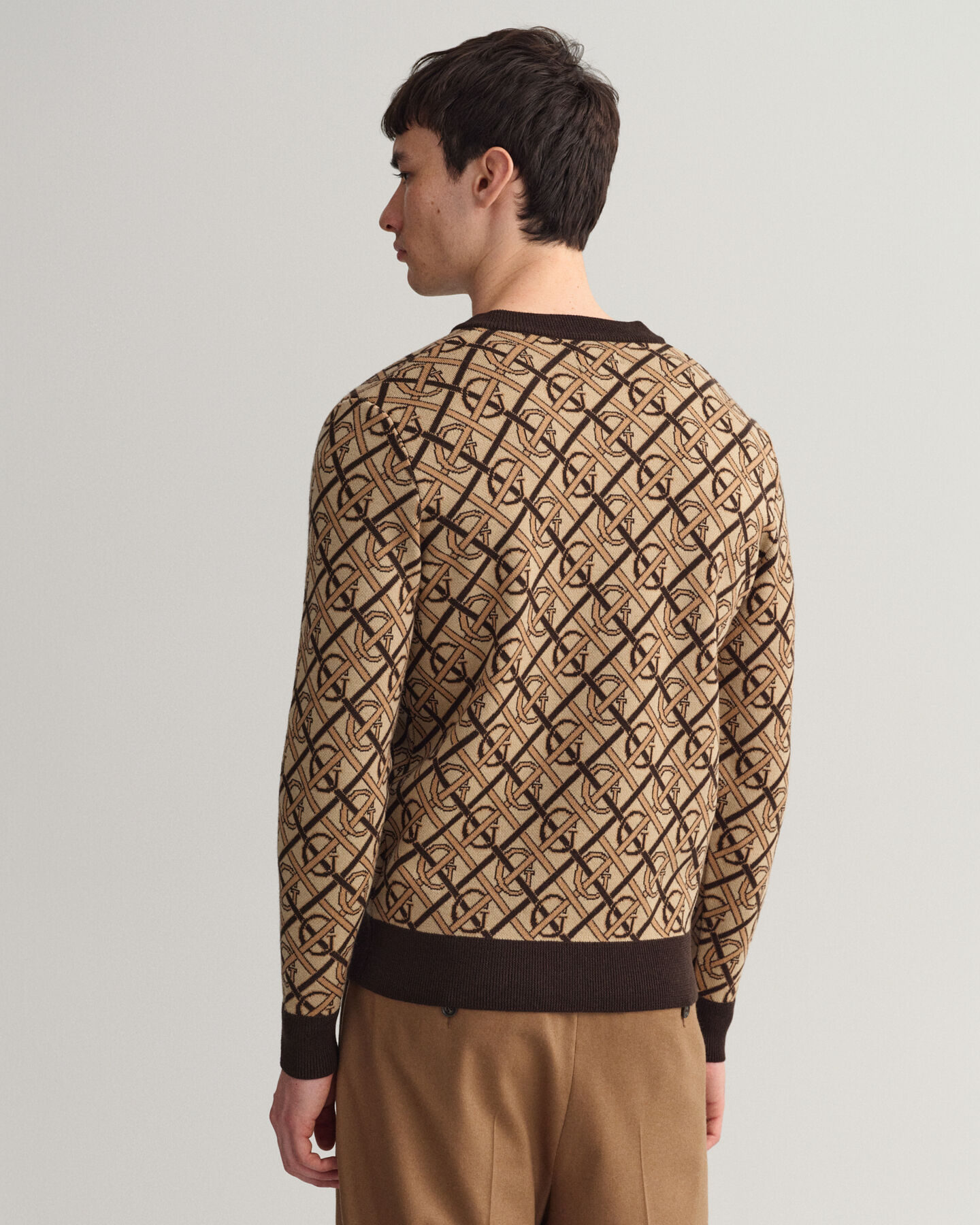 Monogram V-Neck Pullover aus Merinowolle