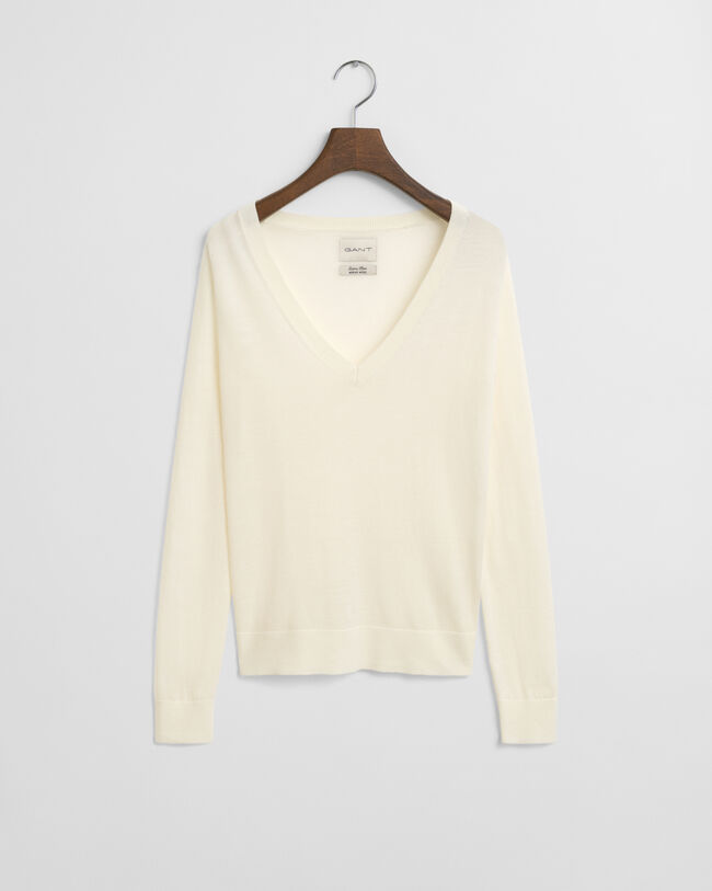 V-Neck Pullover aus extra feiner Merinowolle