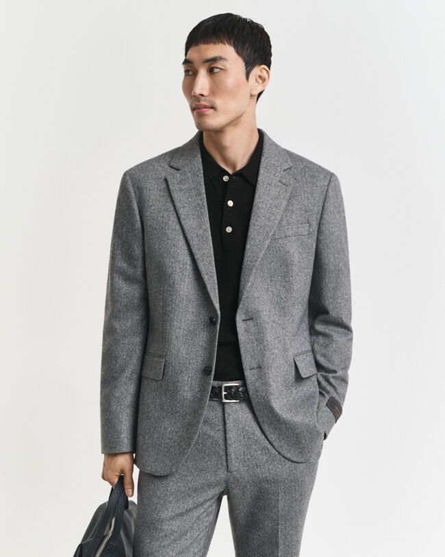 Slim Fit Herringbone Flanell Anzugsakko