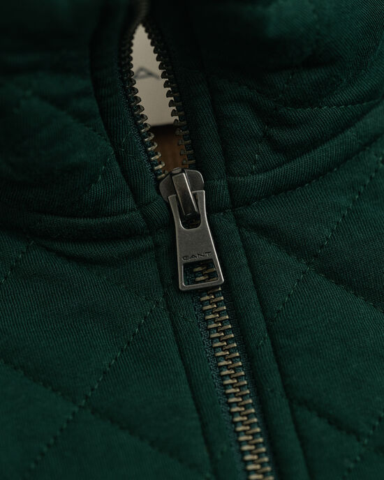 Gesteppte Sweatjacke mit Reißverschluss und Cord-Kragen